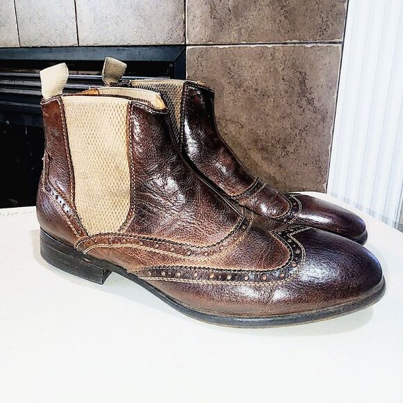 BENHEART Sz 7 FLORENCE Handmade Dip Dye Distressed Old Money Grunge Ankle Boots - Picture 9 of 16